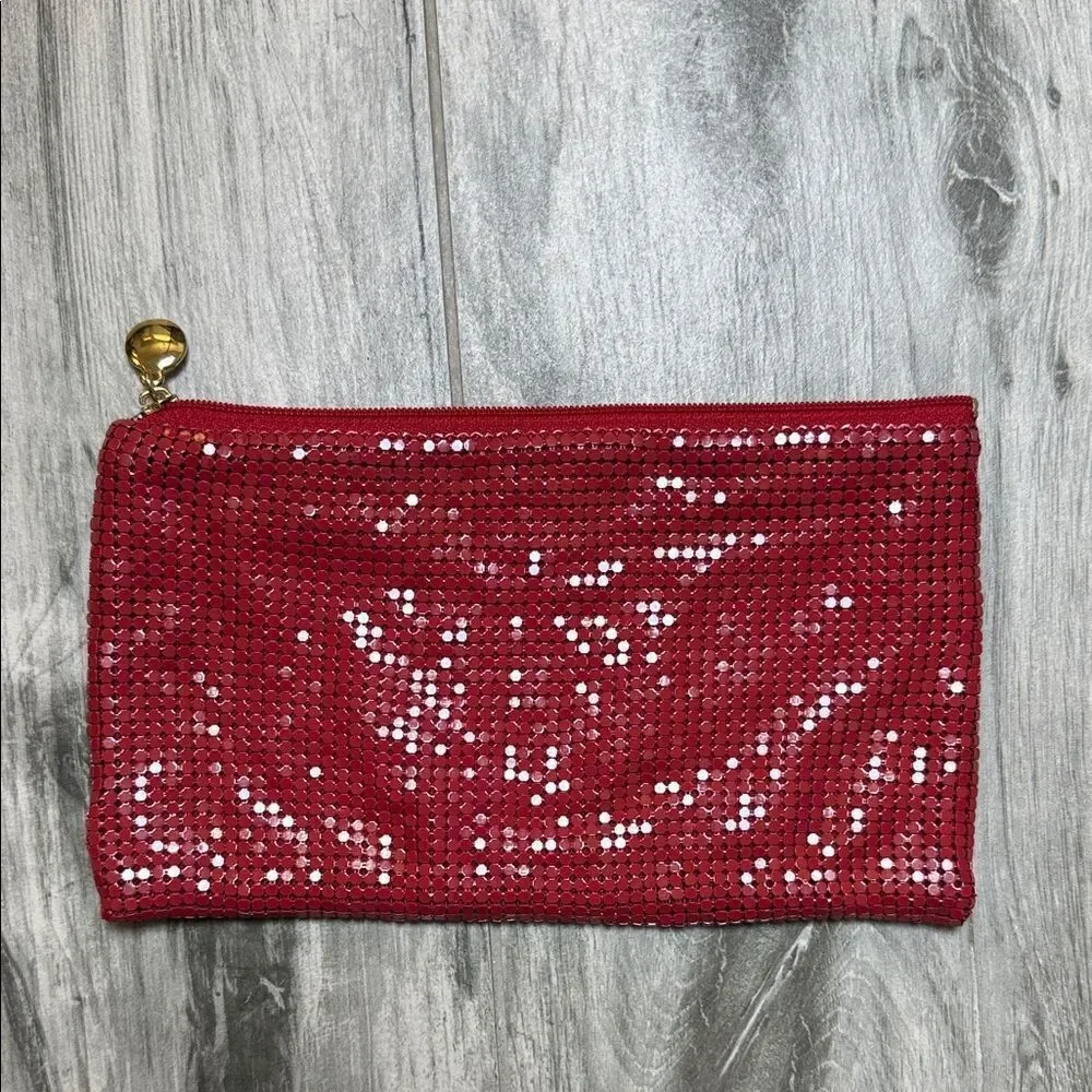 Saks Fifth Avenue Red Sequin Zipper Bag